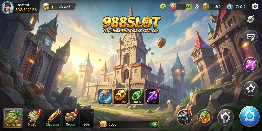 Tampilan gameplay menara pertahanan yang seru di 988SLOT.
