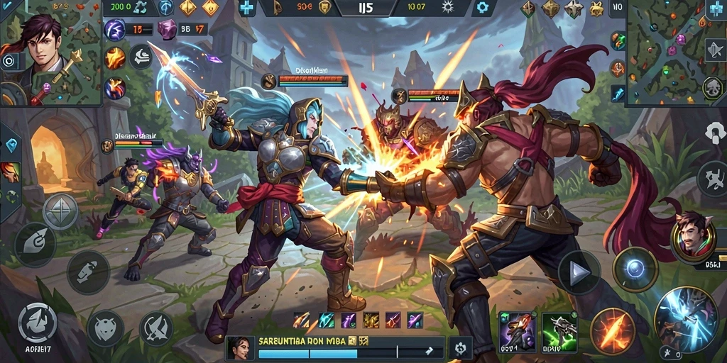 Gameplay menegangkan dengan aksi seru di API77 MOBA.