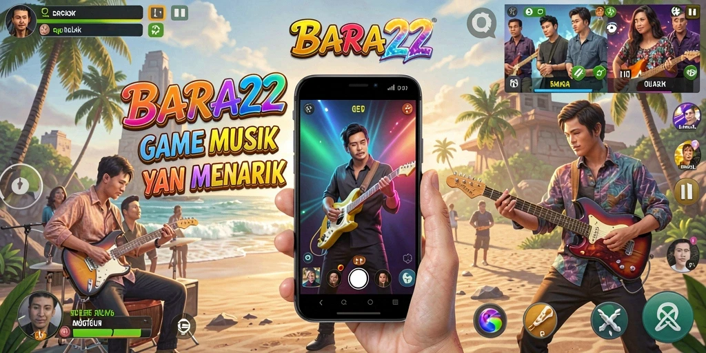 Screenshot BARA22 menampilkan gameplay musik yang dinamis dan menarik.