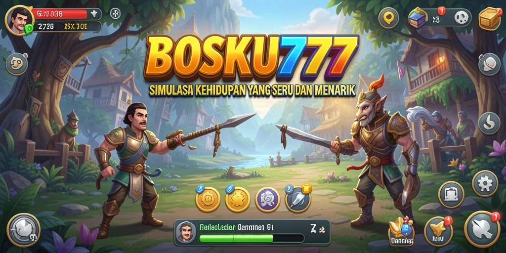 Tampilan gameplay BOSKU777 dengan aktivitas seru dan interaksi sosial.