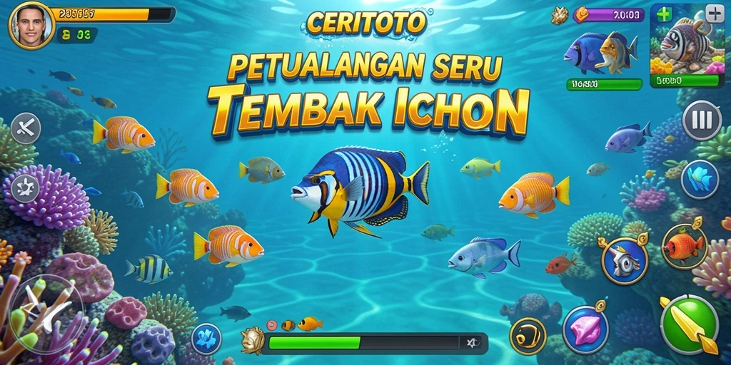 Tangkapan layar CERITOTO menampilkan aksi tembak ikan yang seru.
