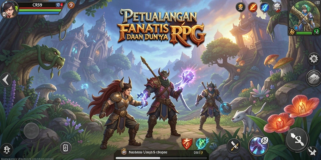Screenshot gameplay CRS99 menampilkan pertarungan seru karakter RPG.