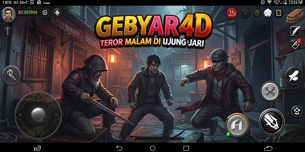 Screenshot gameplay GEBYAR4D menampilkan suasana horor yang mencekam.