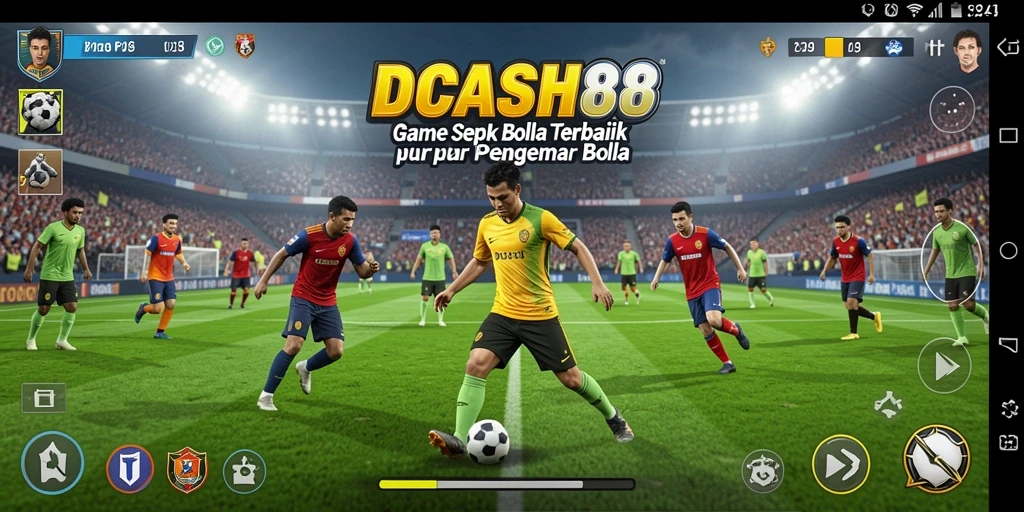 Tampilan gameplay IDCASH88 dengan aksi sepak bola yang mendebarkan.