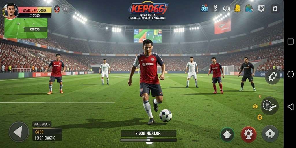 Tampilan gameplay yang mendebarkan dalam dunia sepak bola.