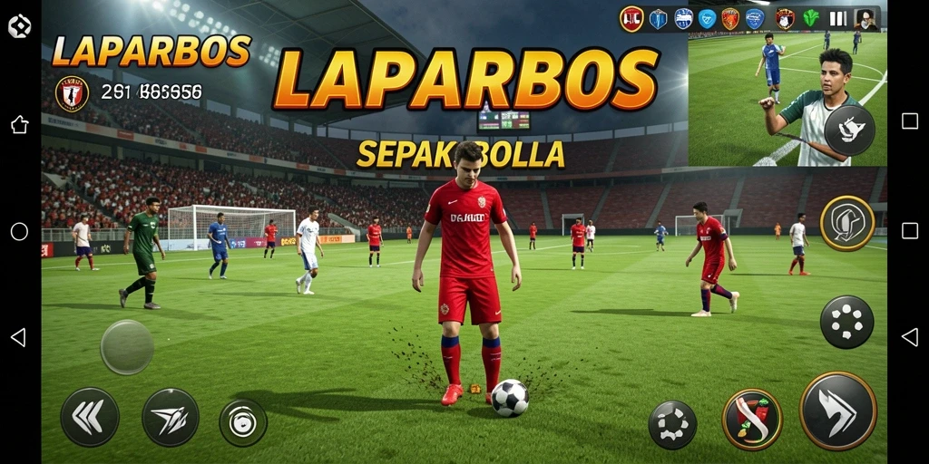 Tampilan gameplay seru LAPARBOS dalam pertandingan sepak bola.