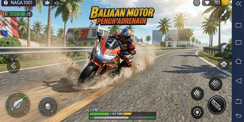 Tampilan gameplay NAGA1001 yang memukau dalam balapan motor.