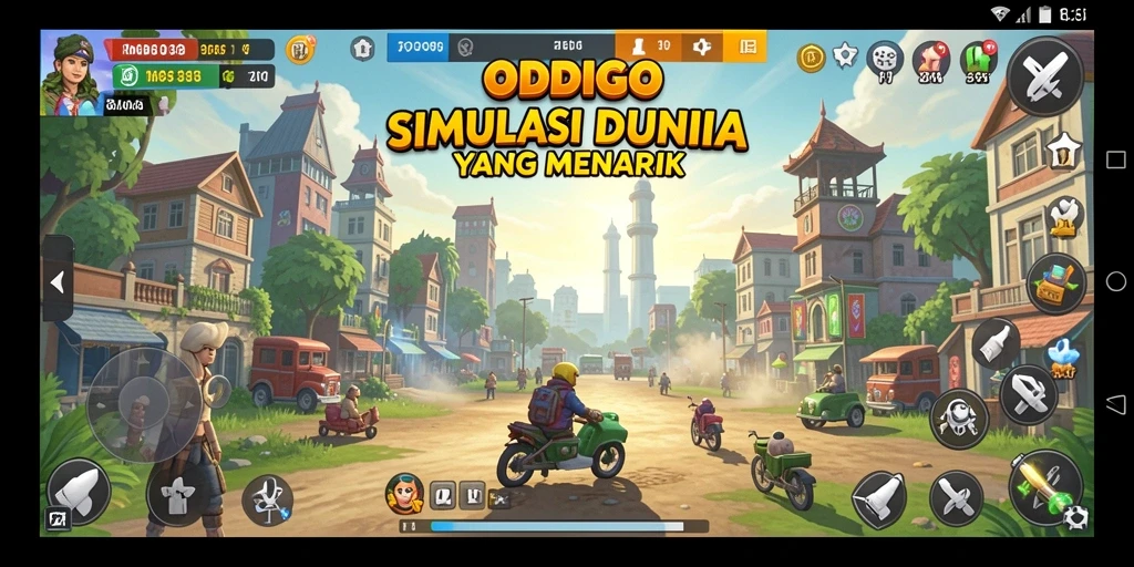 Gambar utama ODDIGO dengan tampilan gameplay simulasi yang menarik.