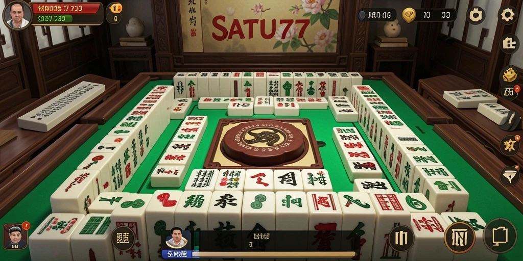 Tampilan gameplay Mahjong yang menarik di SATU77.