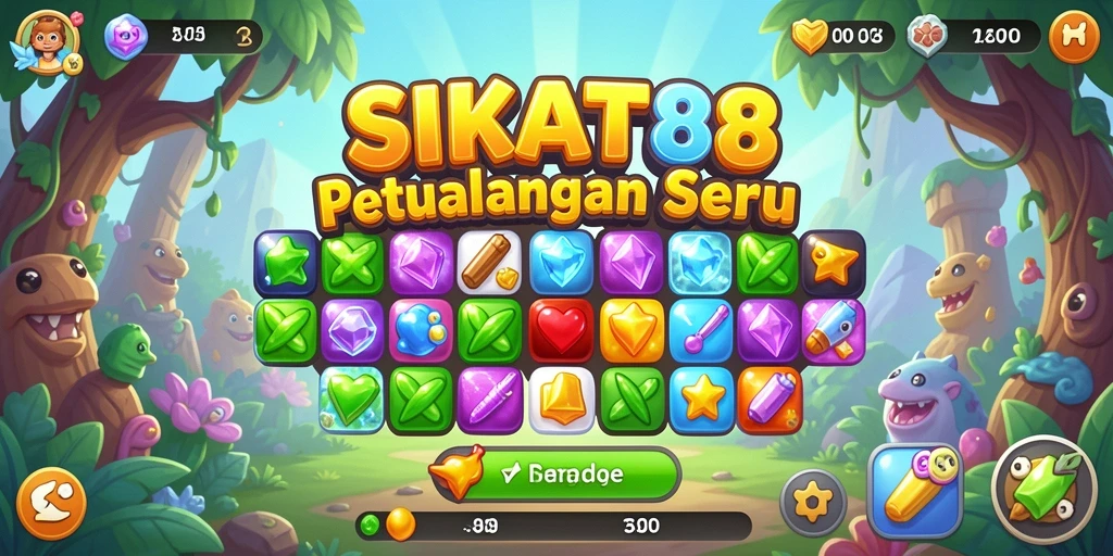 Screenshot menunjukkan aksi seru permainan SIKAT88 Match-3.