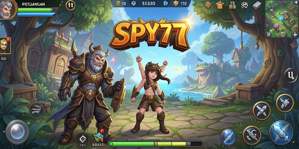 Tampilan gameplay SPY77 menunjukkan aksi pertarungan yang seru dan karakter yang menarik.