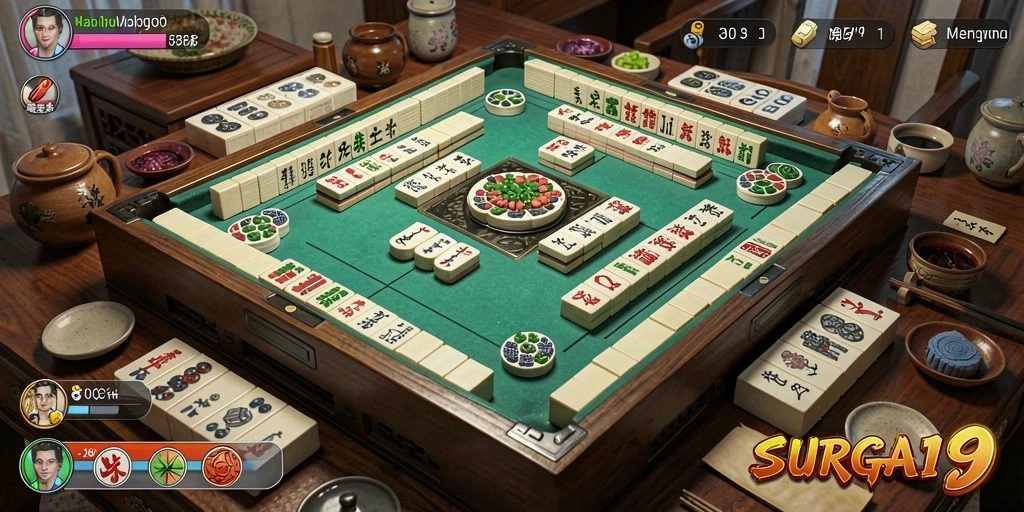 Tampilan gameplay SURGA19 yang seru dan menantang dalam Mahjong.