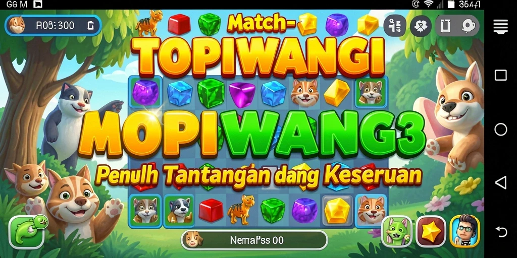 Screenshot gameplay TOPIWANGI yang penuh warna dan tantangan.
