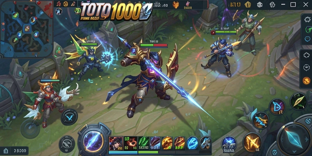 Screenshot gameplay <strong>TOTO1000</strong> memperlihatkan aksi pertempuran yang intens.