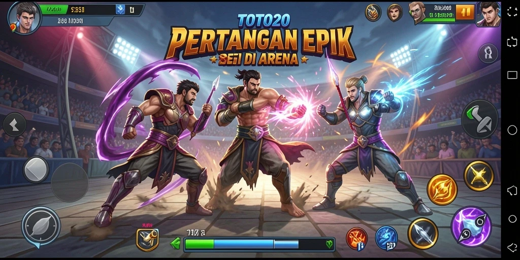 Tampilan spektakuler dari pertarungan di TOTO20 dengan karakter yang beraksi.