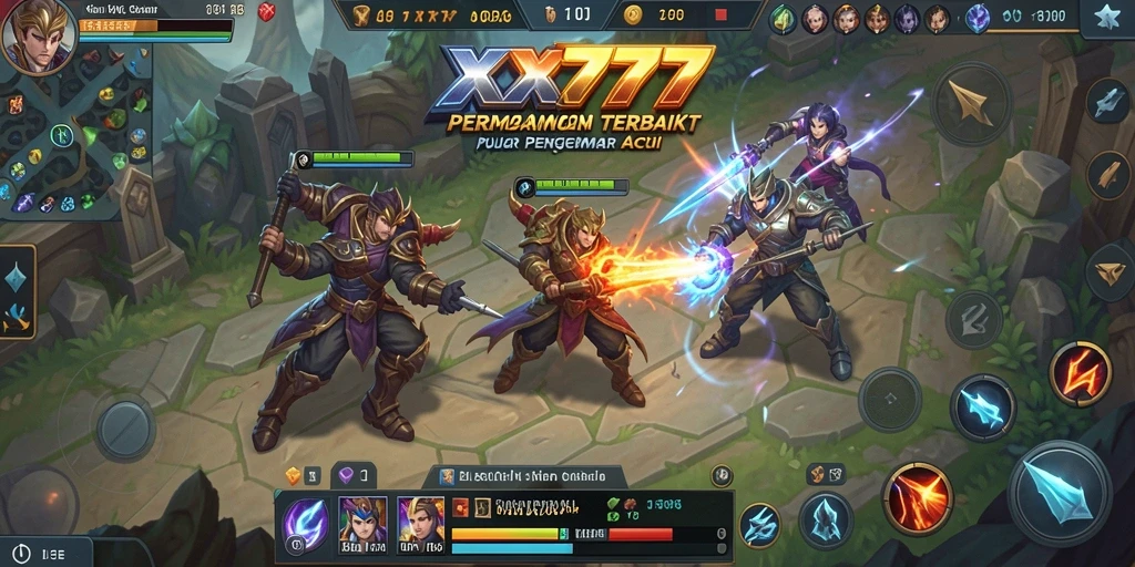 Tangkapan layar dari aksi seru gameplay MOBA XXX777.